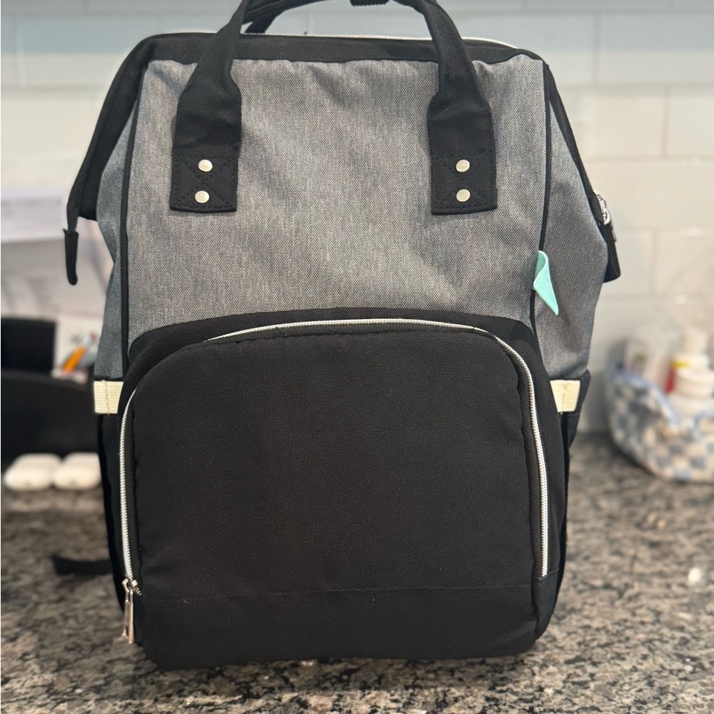 Modern Black and Gray Diaper/Feeding Bag